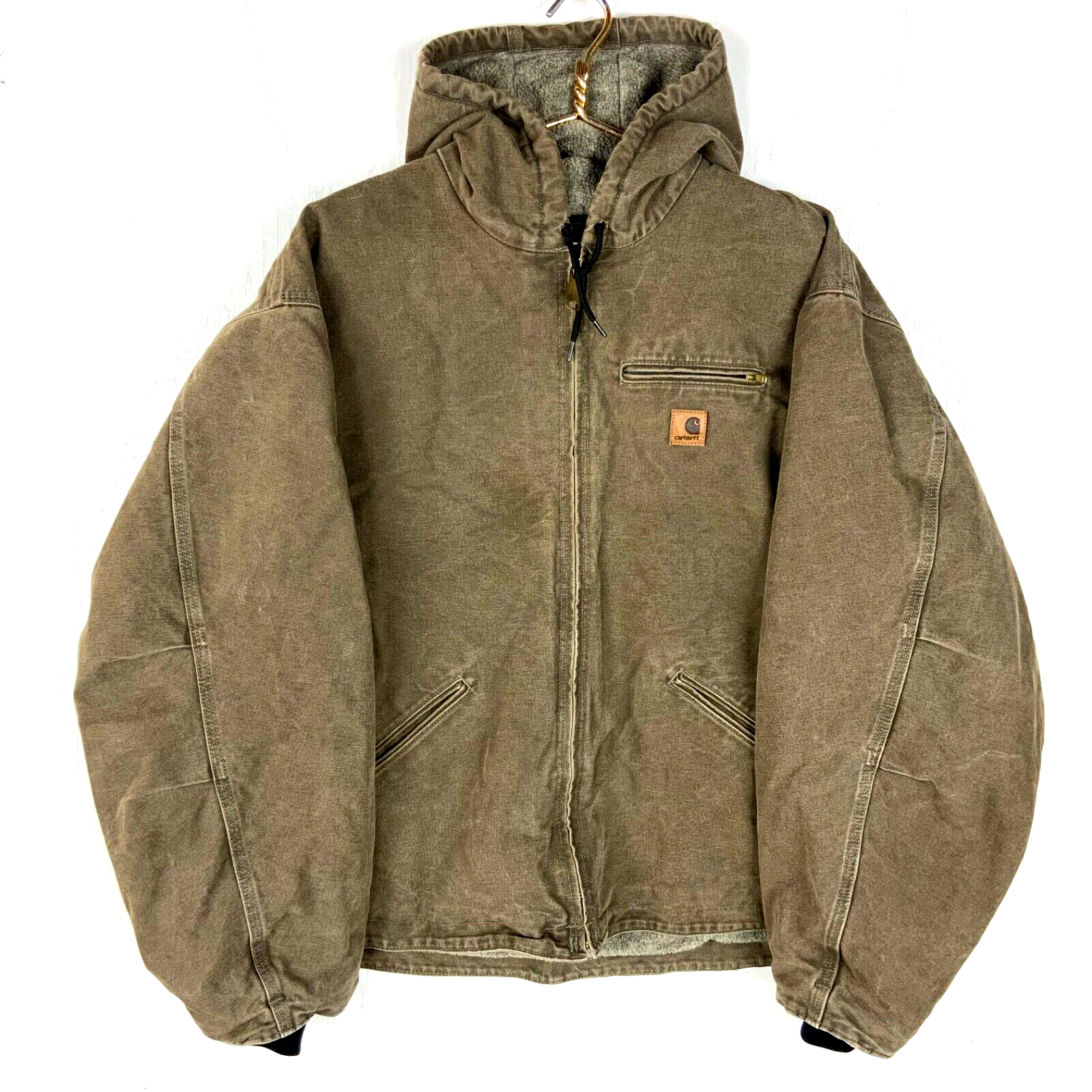 Carhartt Sandstone Jacket 3XL Full Zip Sherpa Lined Workwear Canvas J141