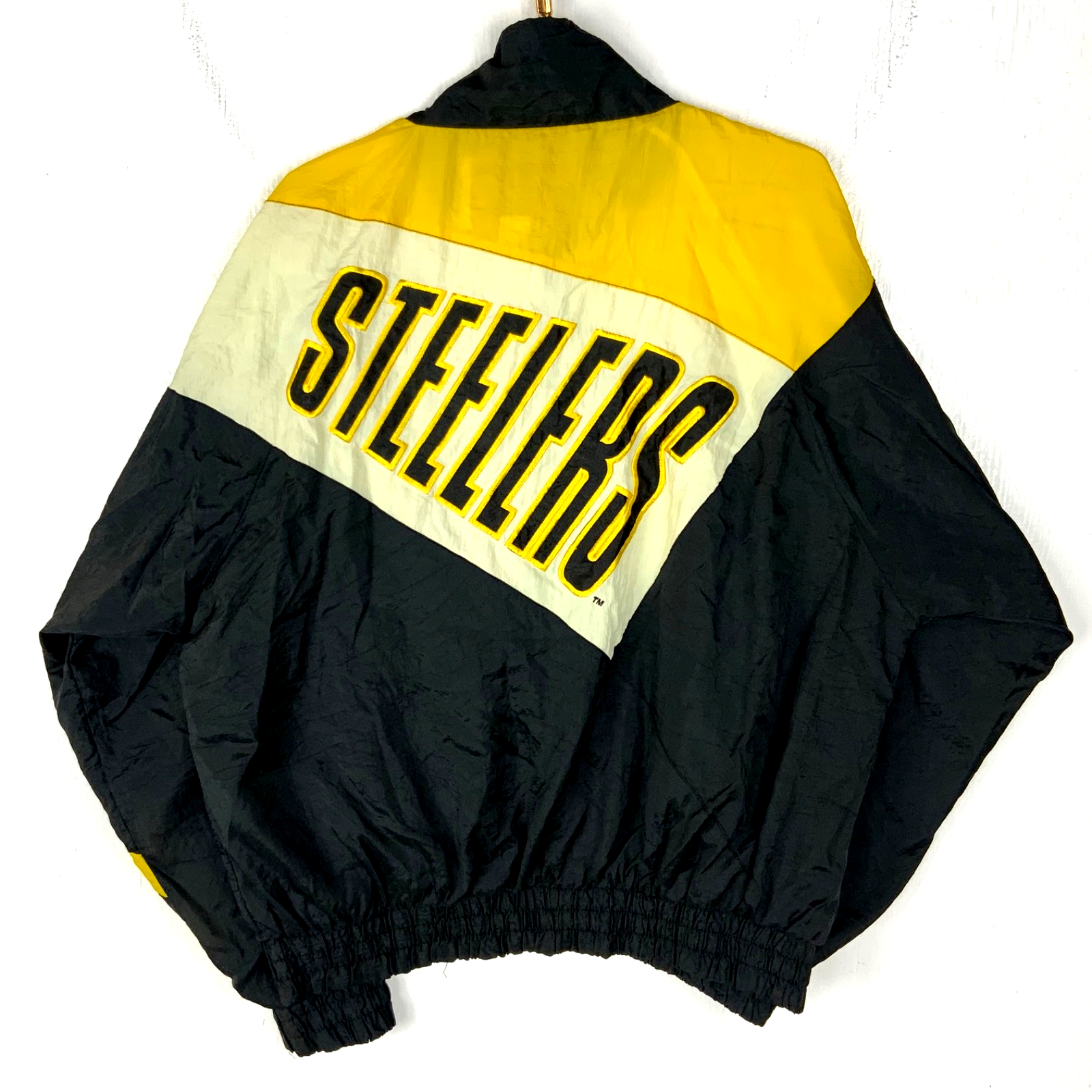 Vintage Pittsburgh Steelers Game Day Jacket Large Windbreaker Black Nfl Full Zip
