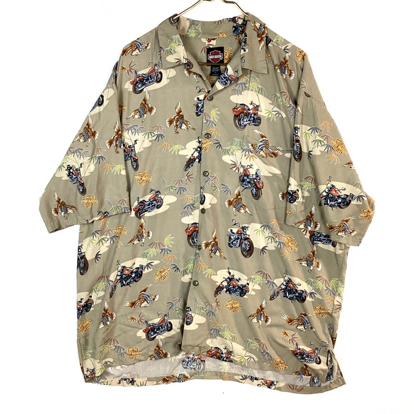 Vintage Harley Davidson Hawaiian Shirt Size 2XL Multicolour Made In Usa
