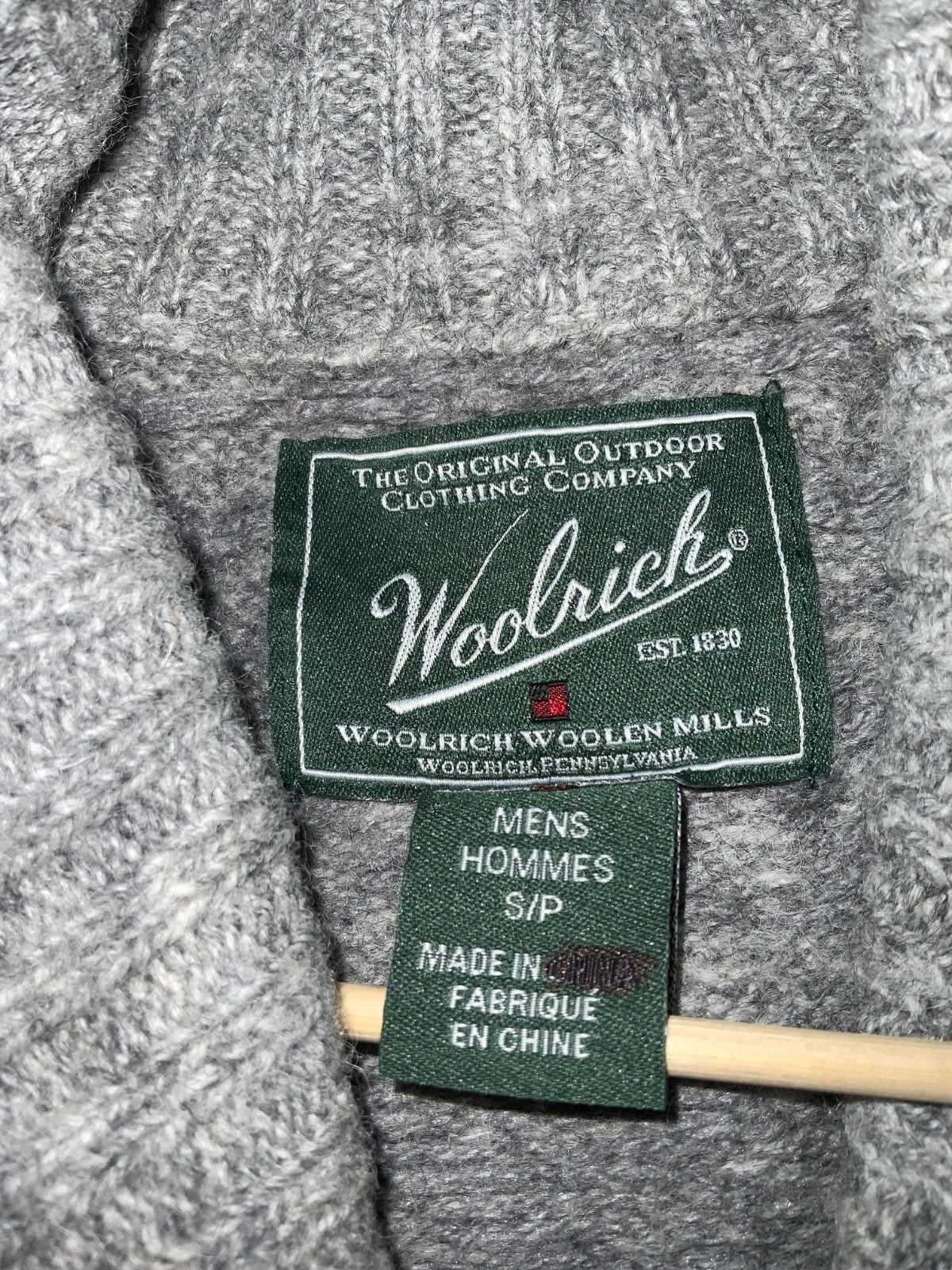 Woolrich Wool Knit Cowichan Sweater Small Gray Cardigan Pattern