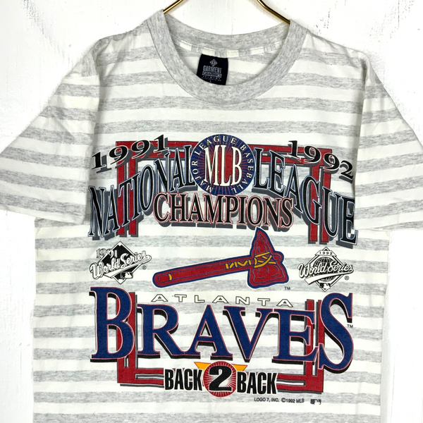 Vintage Atlanta Braves T-shirt Large 1992 Back 2 Back Mlb National Champs 90s