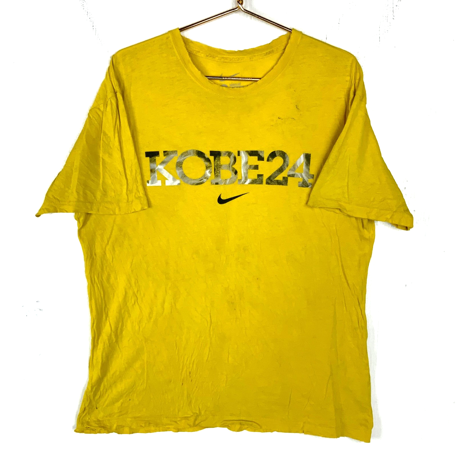 Vintage Nike Kobe Bryant T-shirt Large Yellow Double Sided Loose Fit Nba Mamba