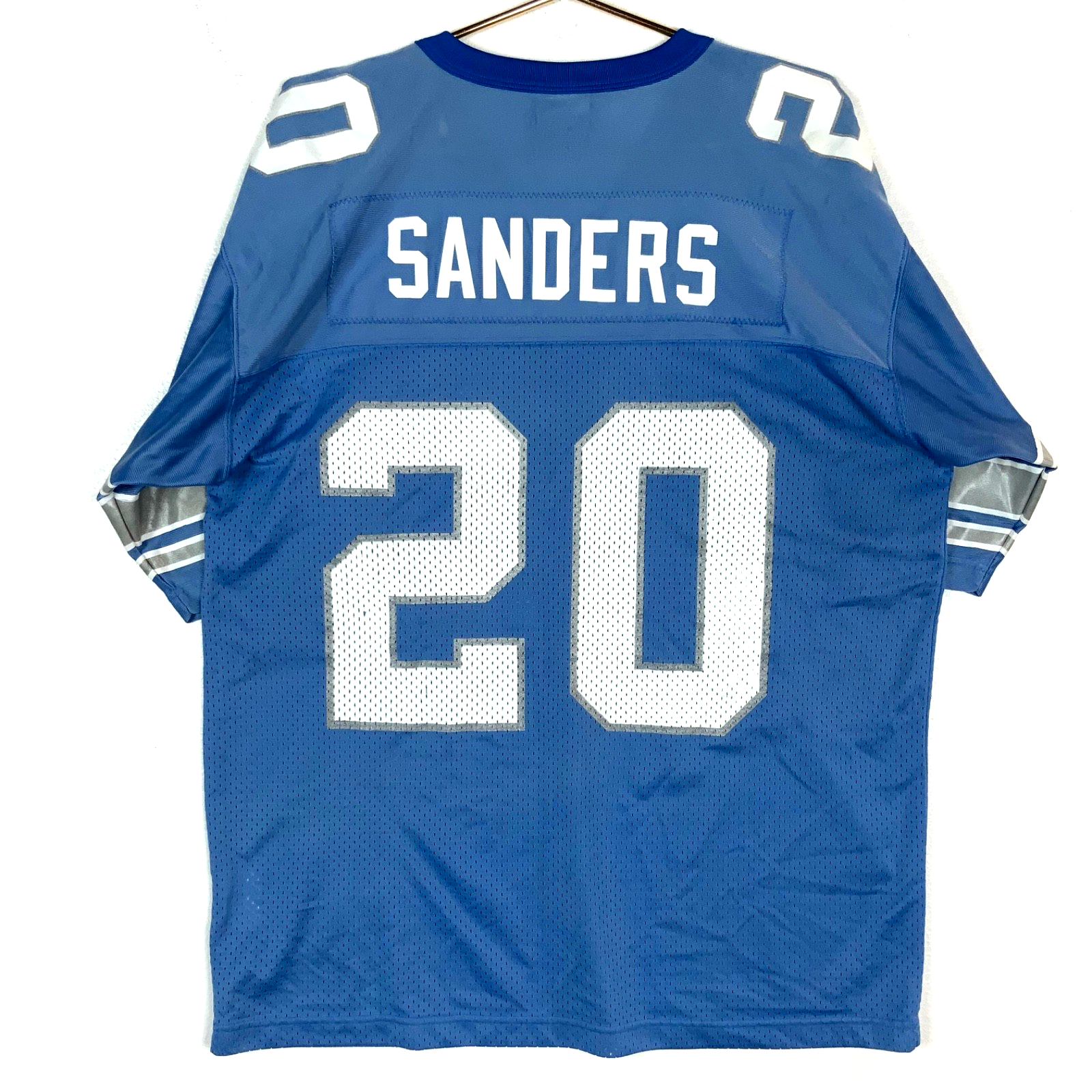 Vintage Detroit Lions Jersey Medium Starter Barry Sanders Blue Nfl