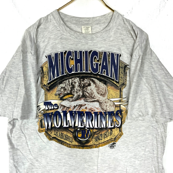 Vintage Michigan Wolverines T-shirt Size XL Gray Ncaa