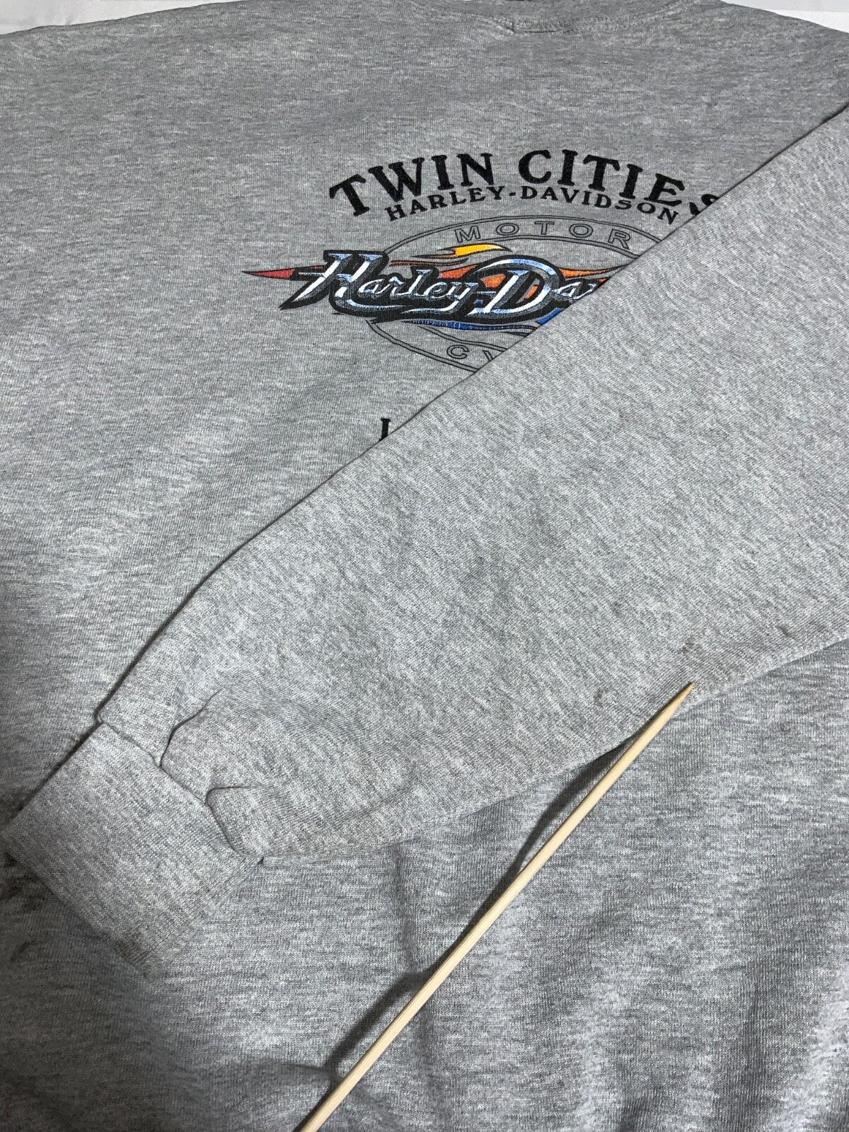 Vintage Harley Davidson Sweatshirt Crewneck 2XL Gray Y2K Twin Cities Minnesota