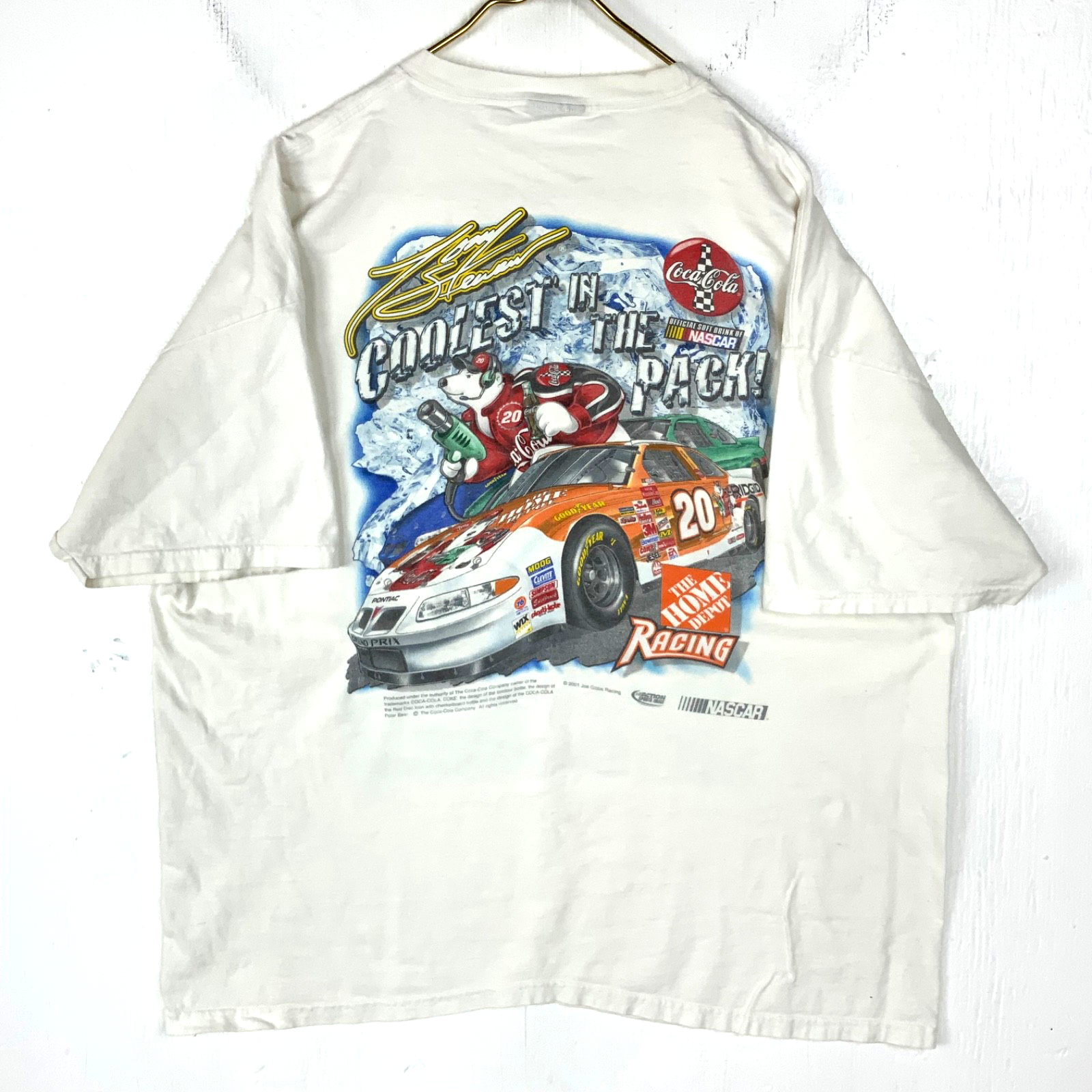 Vintage Nascar Coca Cola Crew T-shirt 2XL Home Depot Racing 2001 Tony Stewart