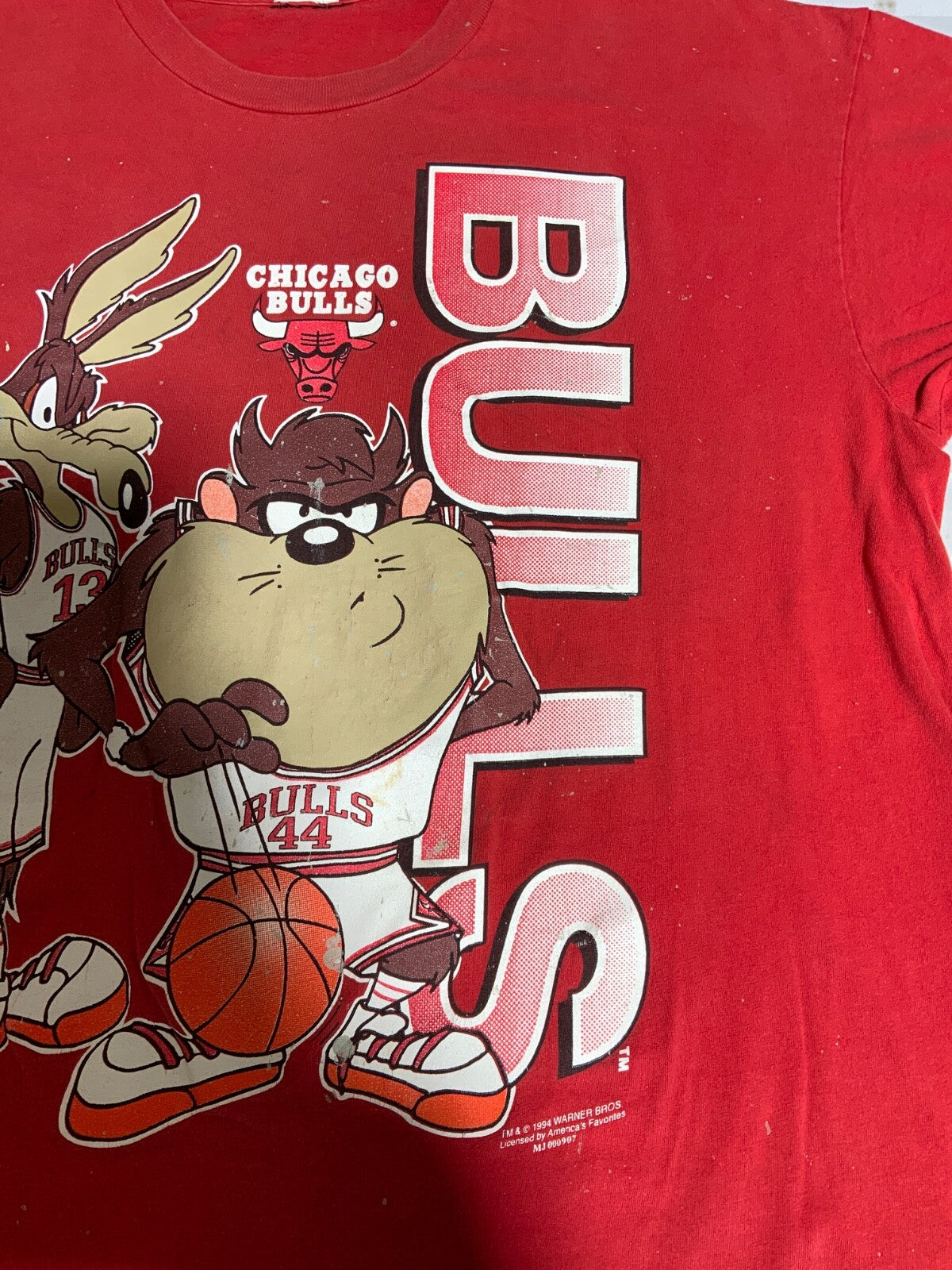 Vintage Chicago Bulls Looney Tunes T-shirt 2XL Nba 1994 Taz Wile E Coyote 1990s