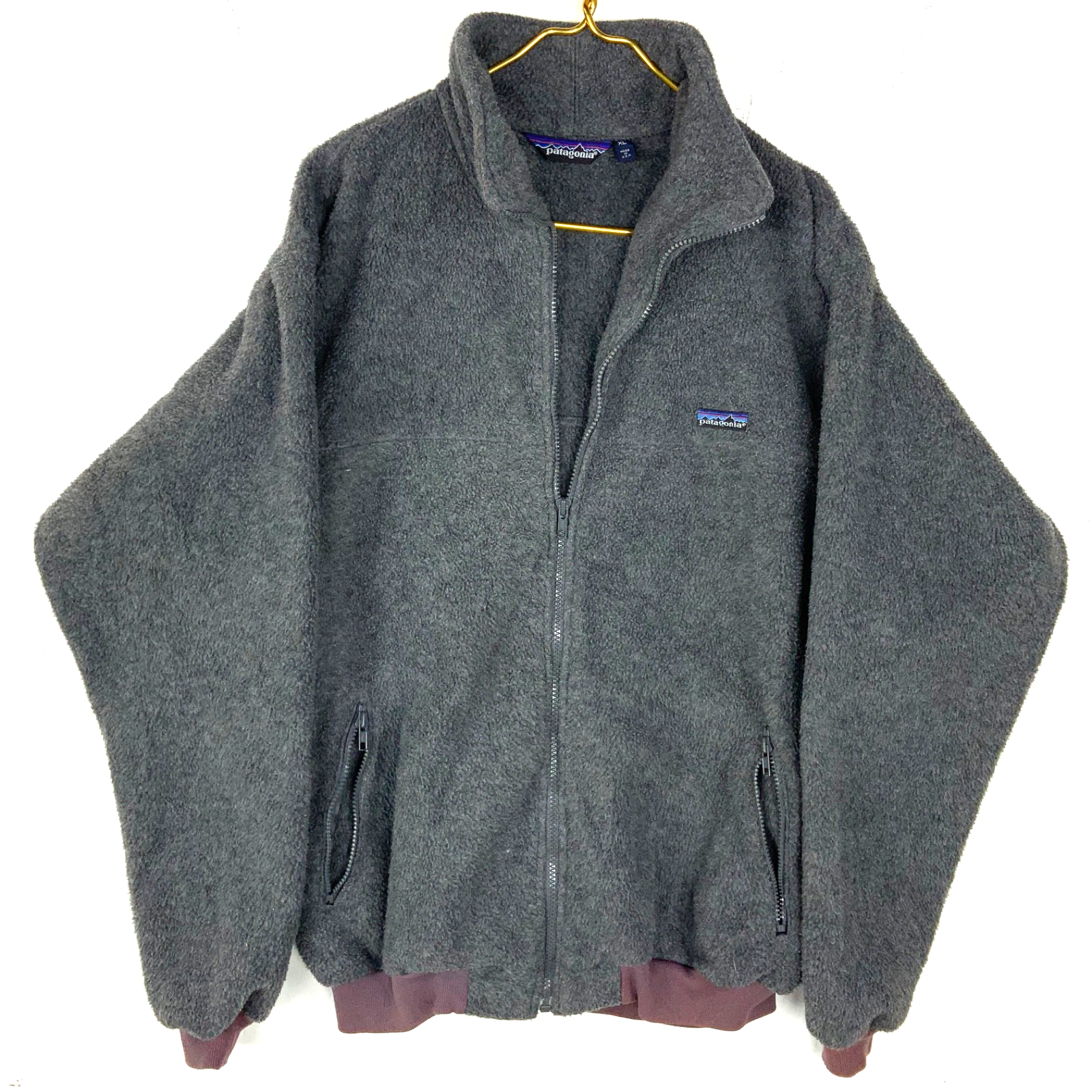 Vintage Patagonia Fleece Sweater Jacket XL Gray Made Usa Full Zip Bomber 90s