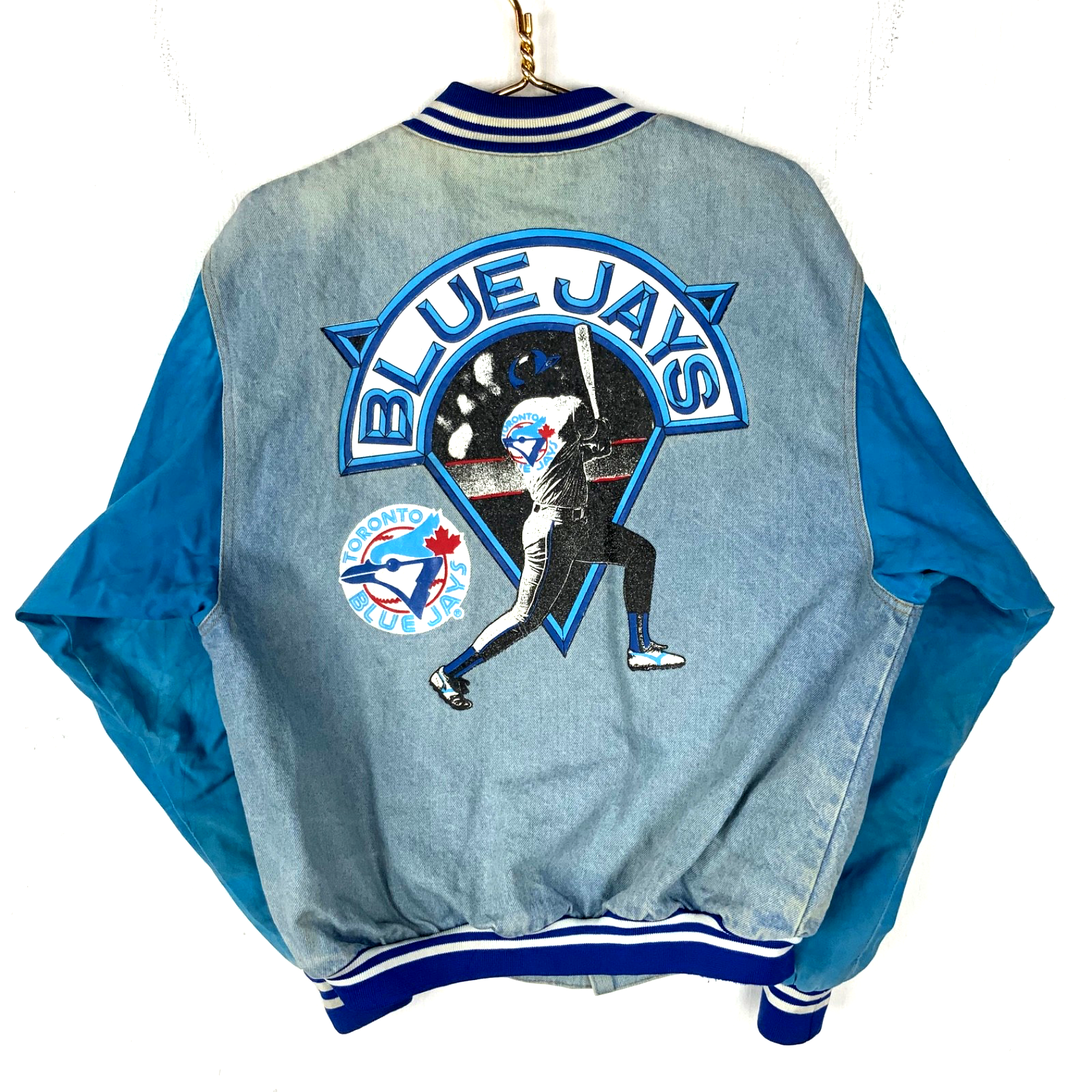 Vintage Toronto Blue Jays Denim Jacket Medium Snap Button Blue Mlb 90s