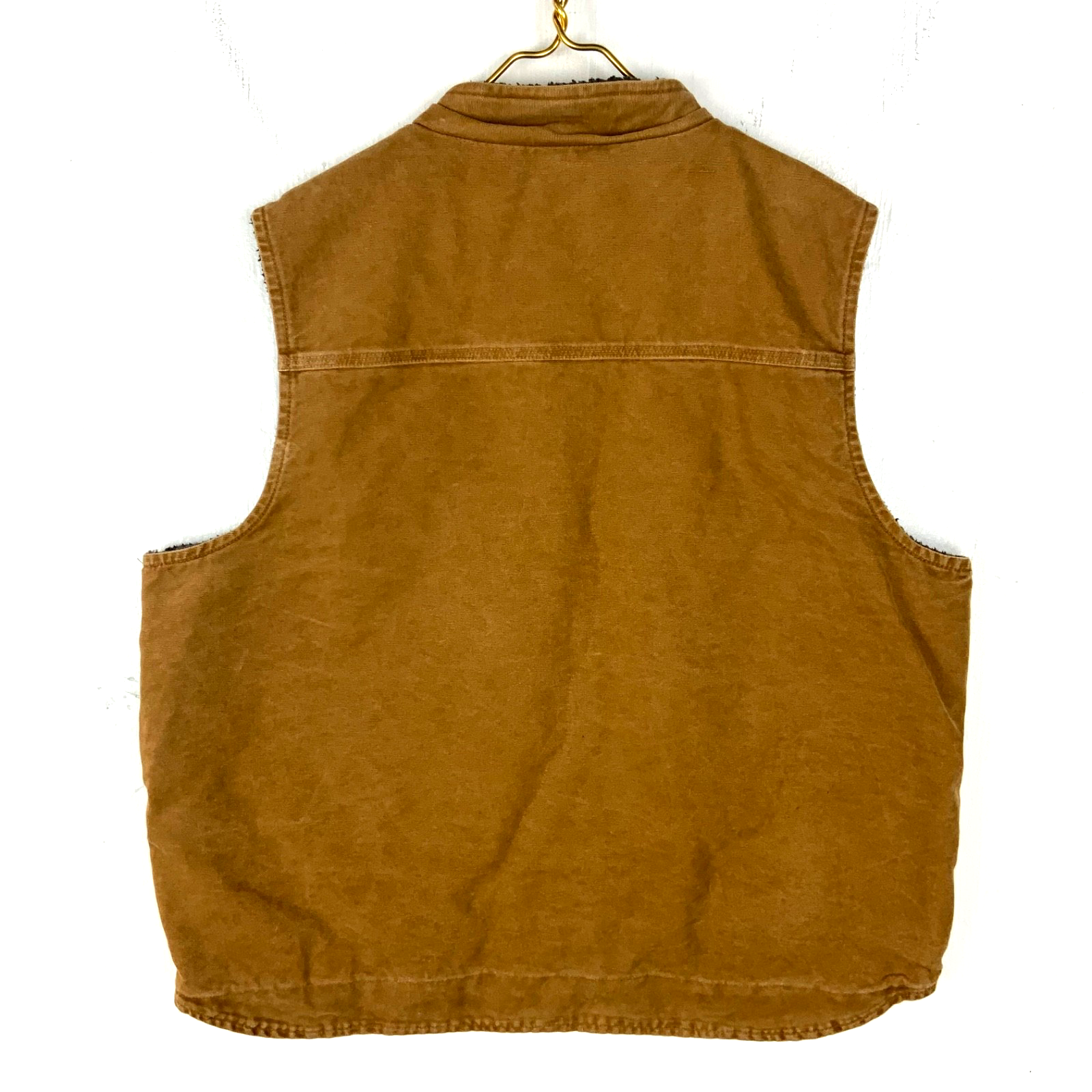 Carhartt Duck Vest 2XL Tall Brown Full Zip Sherpa Lined Workwear