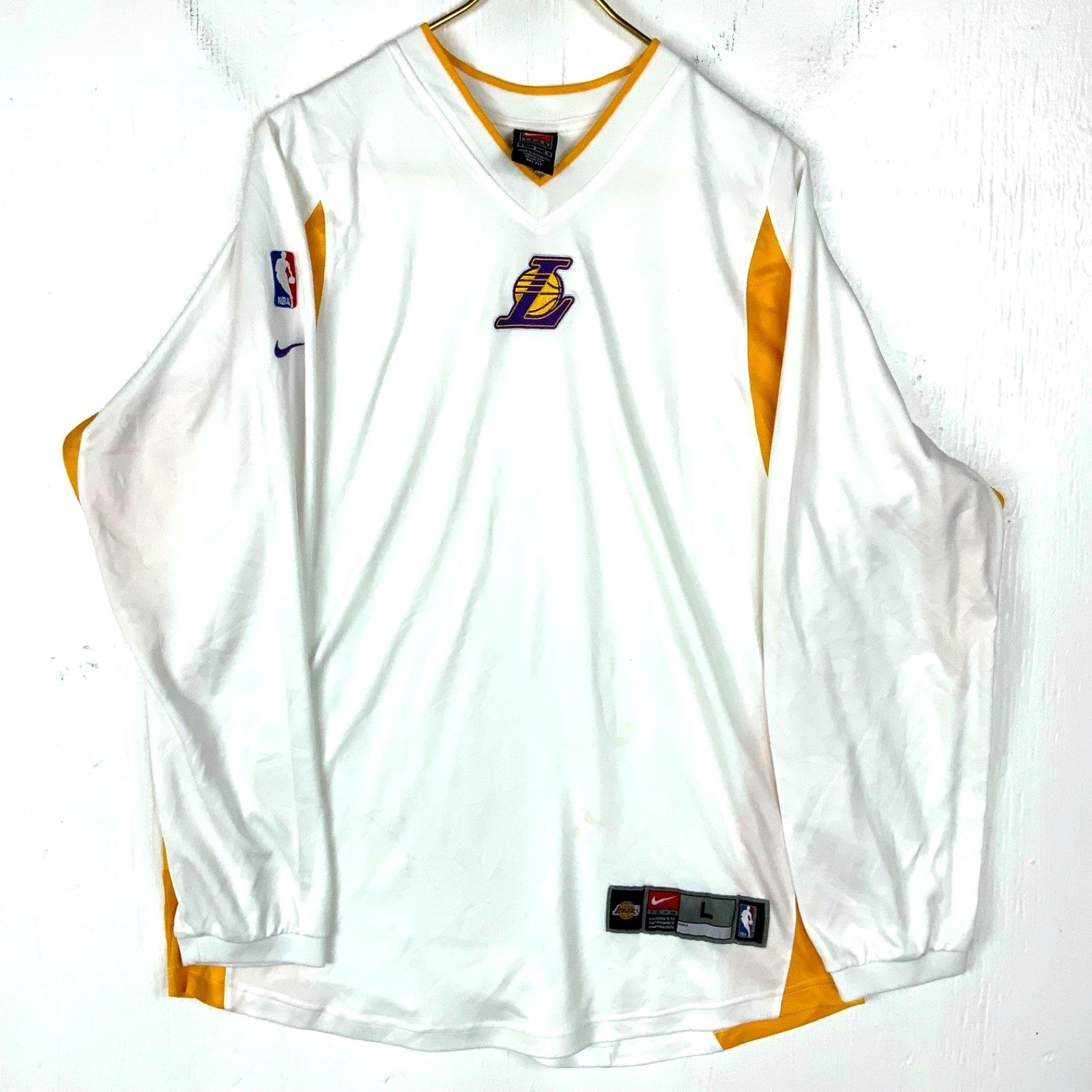 Vintage Los Angeles Lakers Nike Training Jersey Large White Nba Basketball