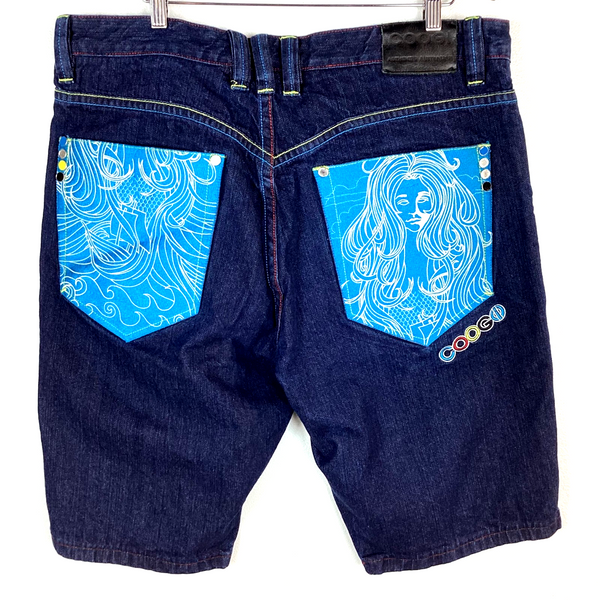 Vintage Coogi Denim Shorts Size 40 Blue Y2k Embroidered