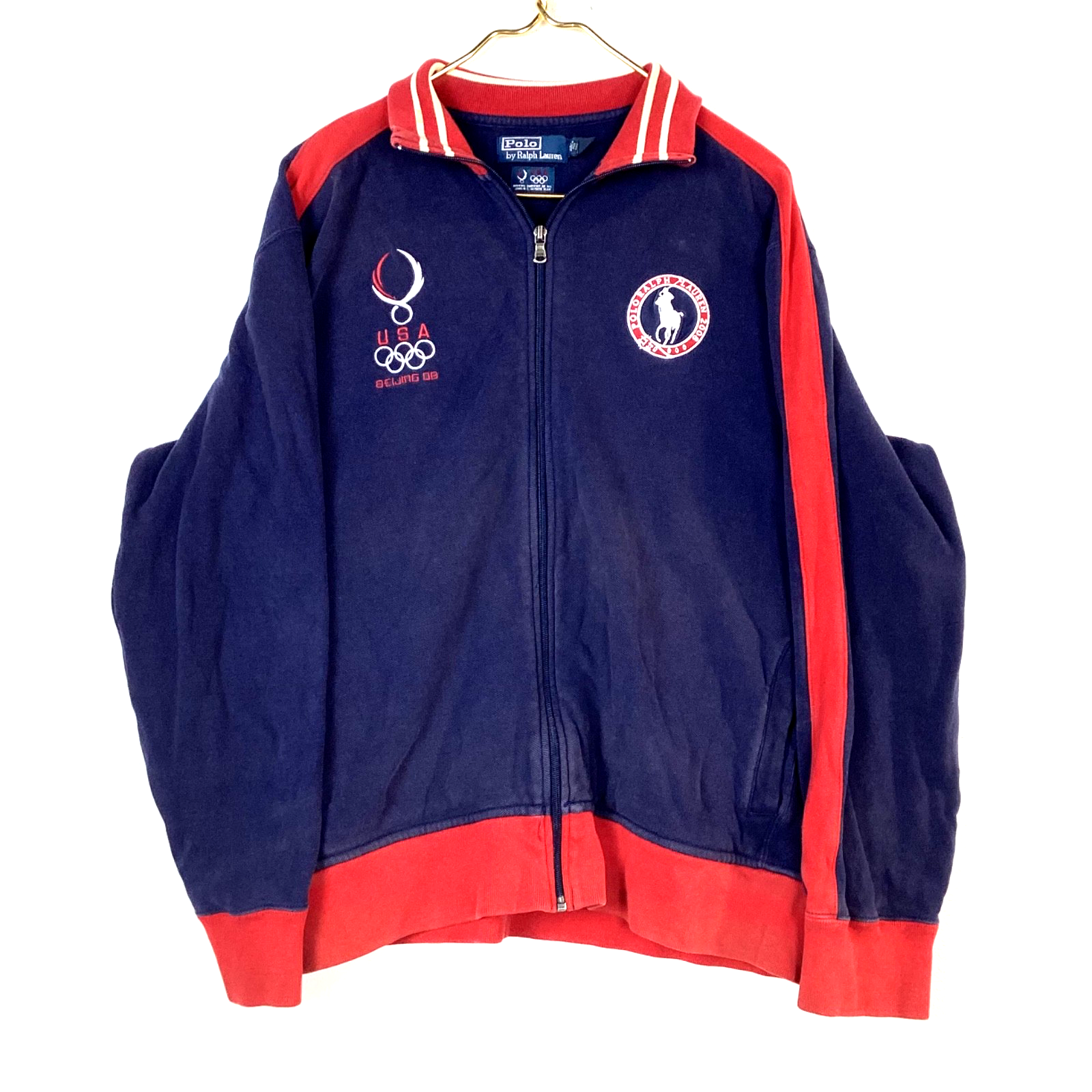 Vintage Polo Ralph Lauren Sweatshirt Jacket XL Blue 2008 Usa Olympics Beijing
