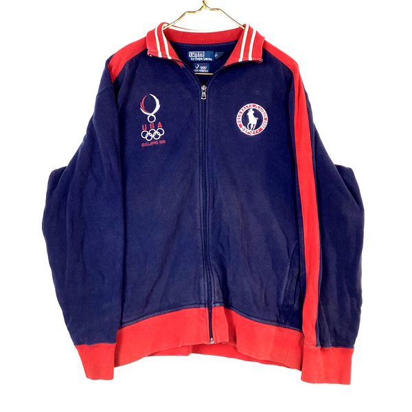 Vintage Polo Ralph Lauren Sweatshirt Jacket XL Blue 2008 Usa Olympics Beijing
