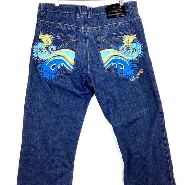 Vintage Coogi Denim Jean Size 40 Blue Baggy Embroidered Y2K