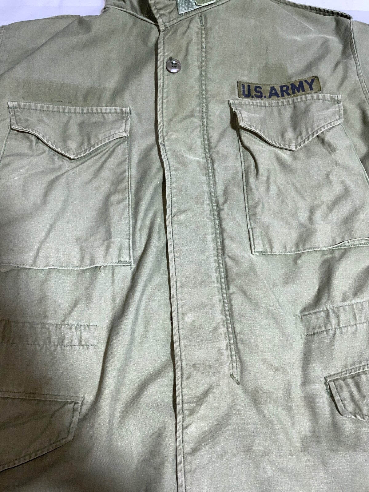 Vintage Us Army Cold Weather Jacket Small Green Snap Button Vietnam Era 1974