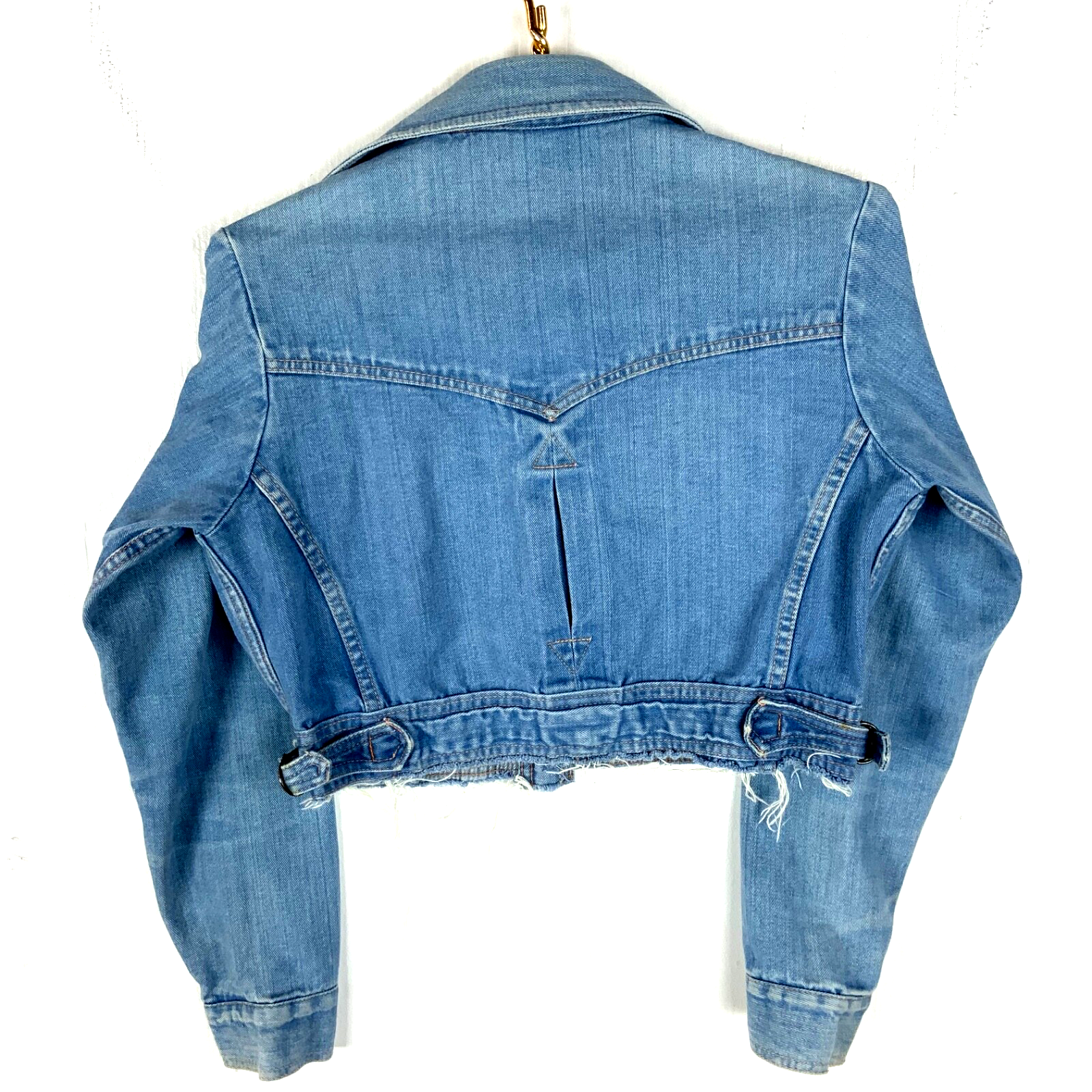 Vintage 1990's Women's Denim Jean Jacket Large Light Wash Cropped Brittania