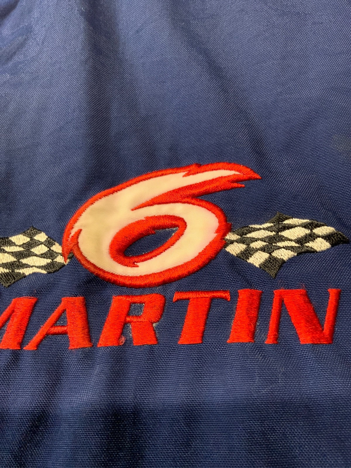 Vintage Mark Martin Chase Bomber Jacket XL Blue Nascar Full Zip 90s