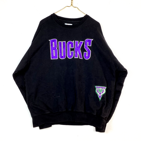 Vintage Milwaukee Bucks Majestic Sweatshirt Size XL Black Made In Canada Nba