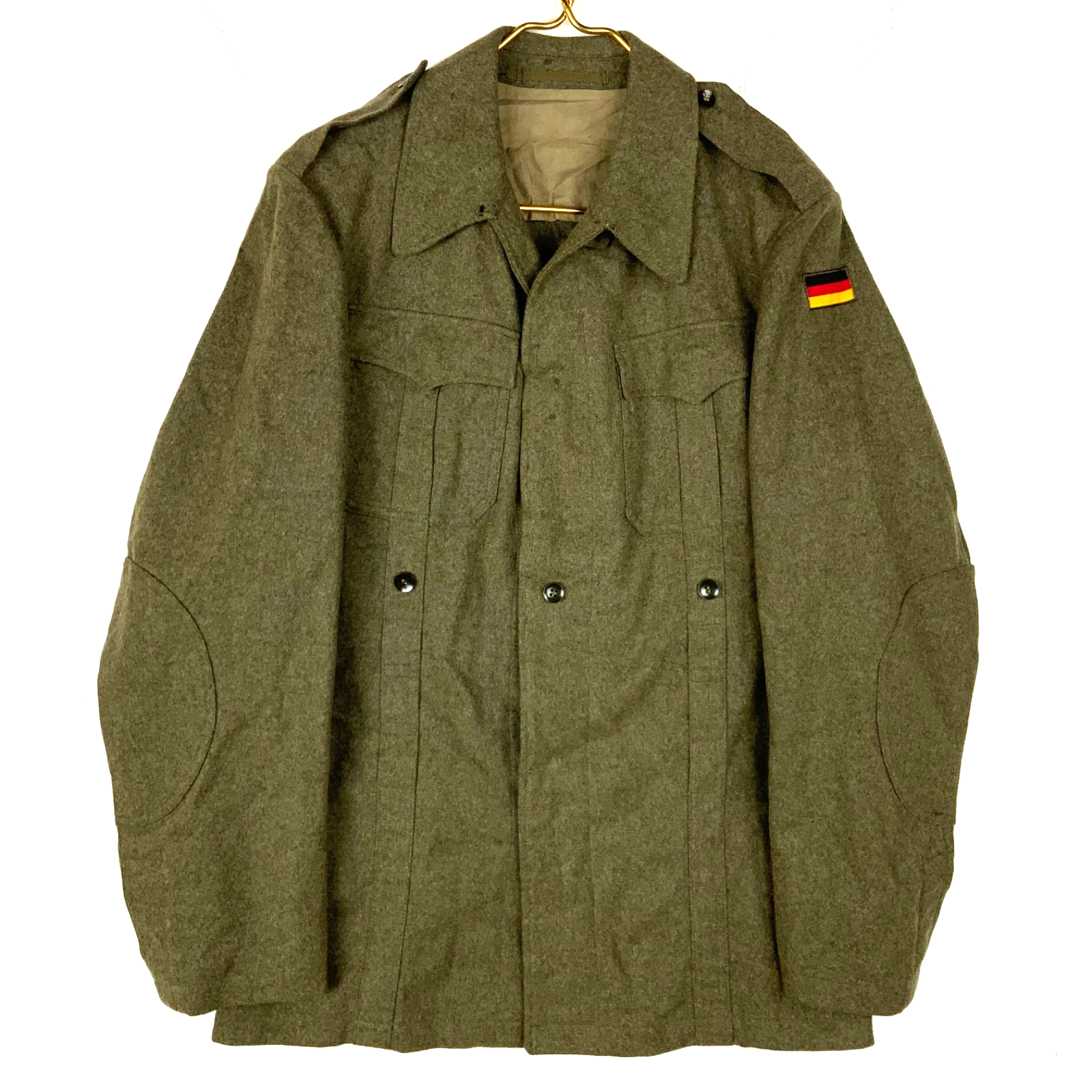 Vintage German Military Wool Jacket Size Small Green Button Up Vietnam Era 60s