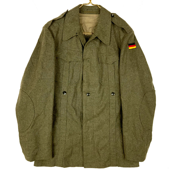 Vintage German Military Wool Jacket Size Small Green Button Up Vietnam Era 60s