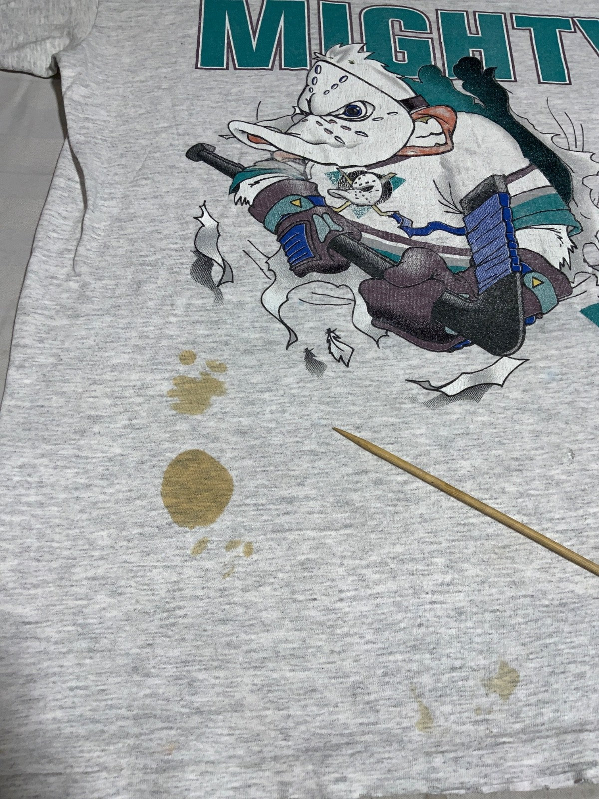 Vintage Anaheim Mighty Ducks Nutmeg T-Shirt Large Made Usa Nhl Breakthrough 90s
