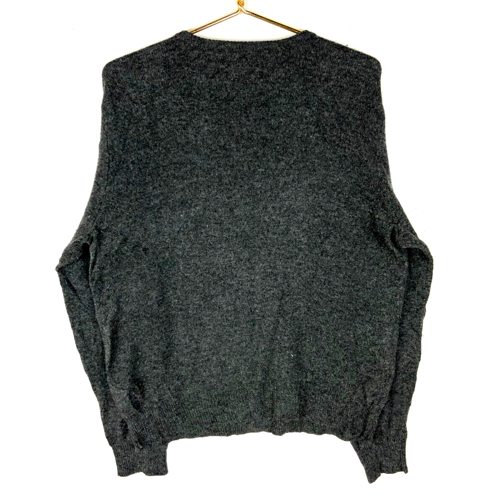 Vintage Polo Ralph Lauren Knit Wool Sweater Large Gray V-neck