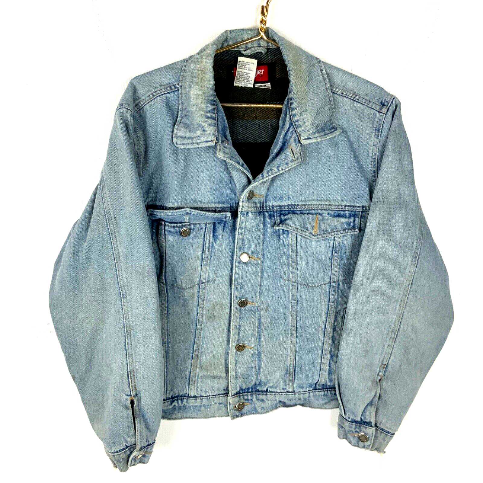Vintage Wrangler Hero Denim Jean Jacket Medium Blue Light Wash Lined