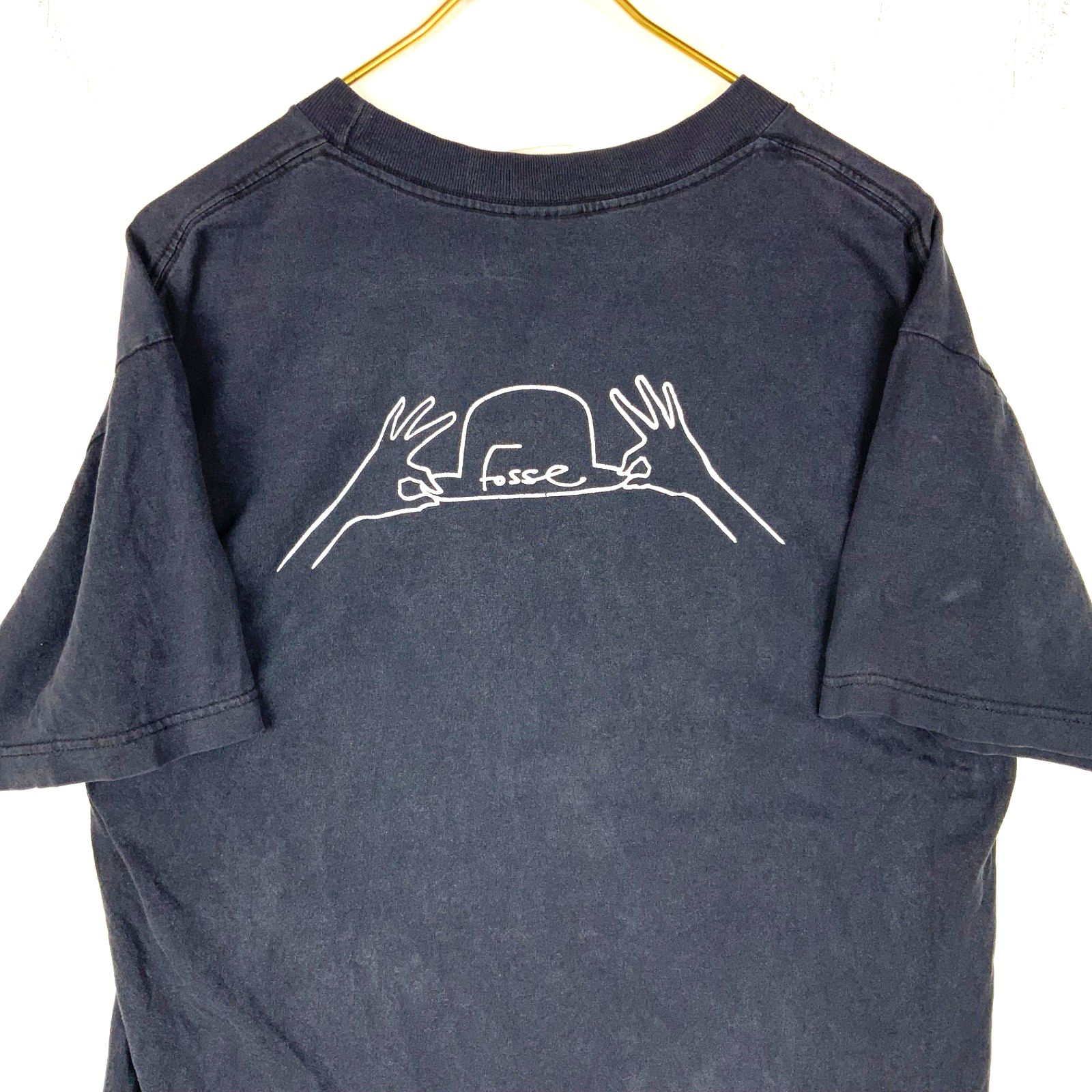 Vintage Bob Fosse T-Shirt Large Black Double Sided Dance Cabaret Hat Y2K