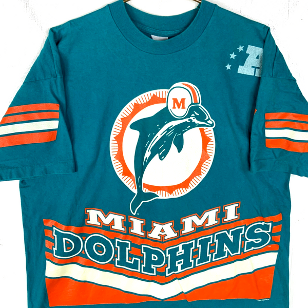 Vintage Miami Dolphins Salem T-Shirt XL 1995 Nfl Single Stitch All Over Print