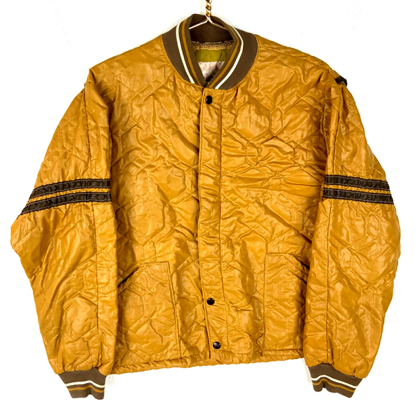 Vintage 1970’s Bomber Jacket Large Yellow Full Zip Light Puffer