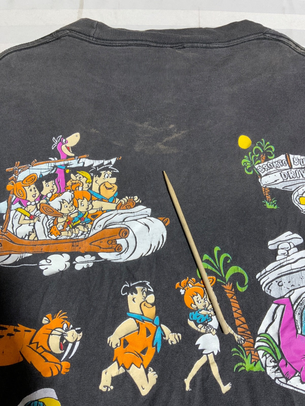 Vintage The Flintstones Changes T-Shirt XL Black All Over Print 1994 Cartoon 90s
