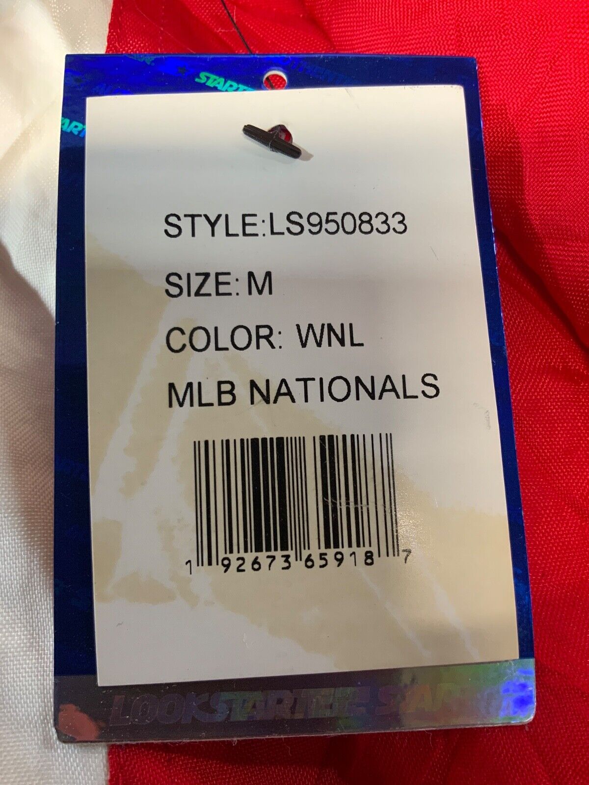 Washington Nationals Starter Windbreaker Jacket Medium Red Mlb 1/4 Zip New