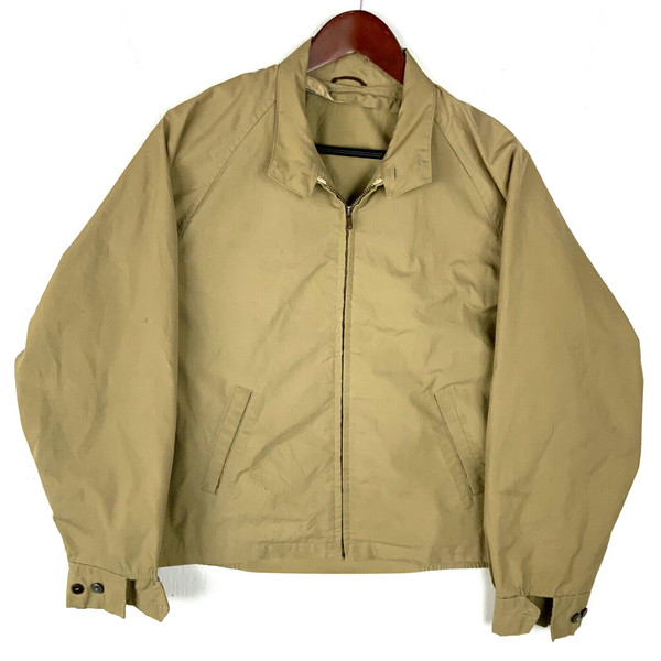 Vintage 1980s Harrington Jacket Size Medium Tan Full Zip