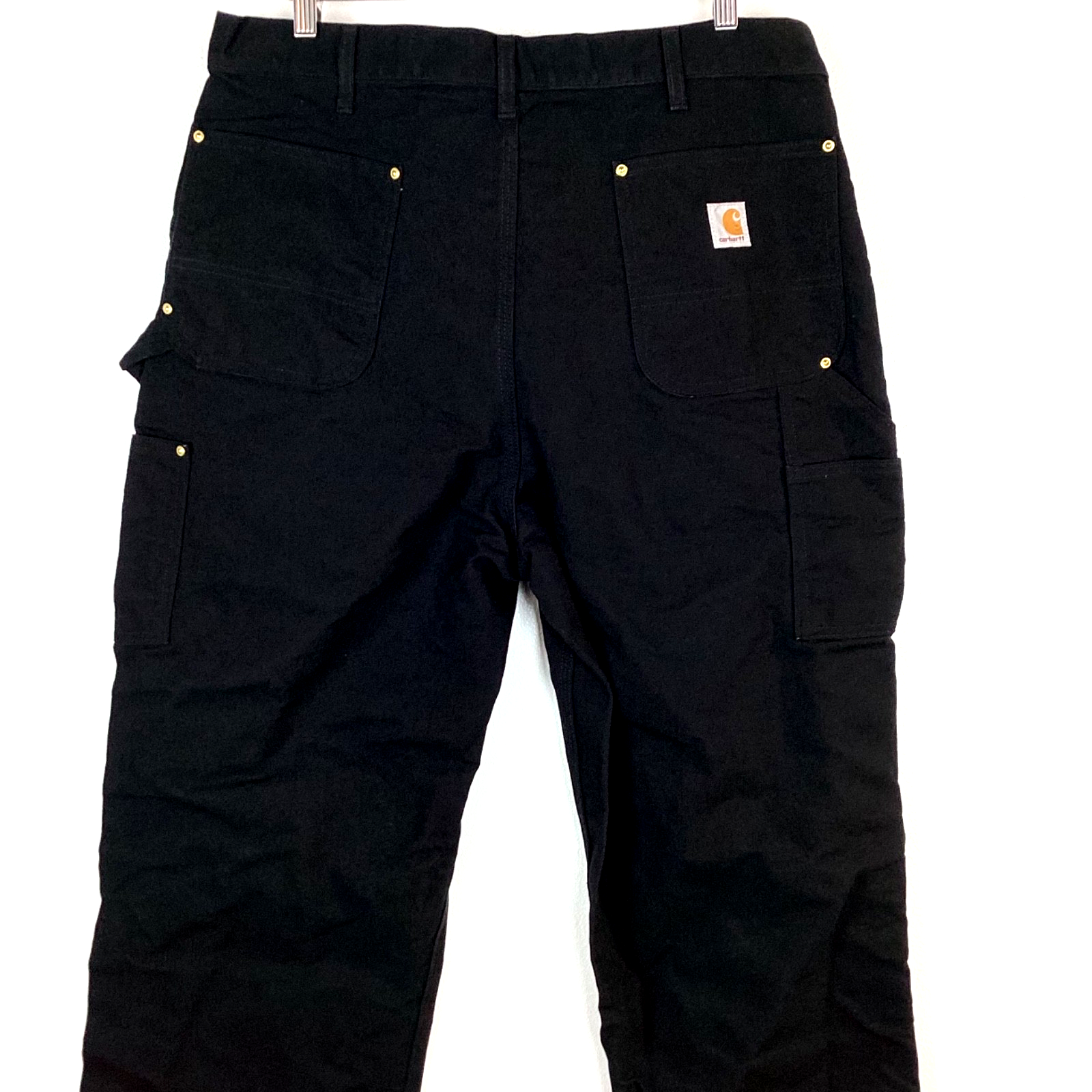 Carhartt Double Knee Dungaree Canvas Workwear Pants Size 38x36 Black