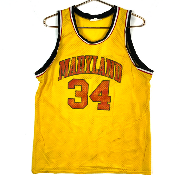 Vintage Terrapins Maryland Basketball Jersey Medium Yellow Len Bias Ncaa
