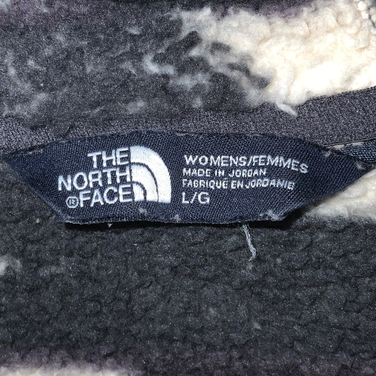 The North Face Fleece Sweater Jacket Large Beige Hooded Half Zip Patterned
