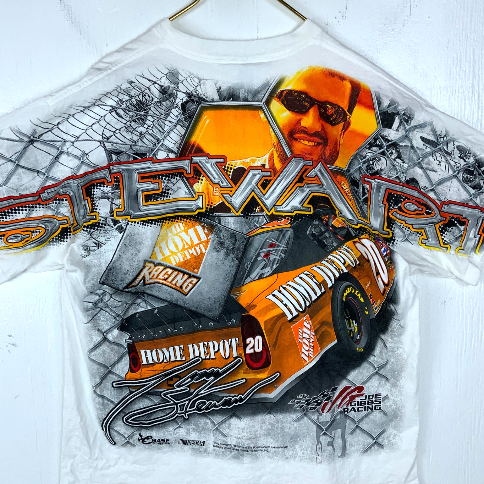 Vintage Nascar Chase T-shirt XL White All Over Print Tony Stewart Halo