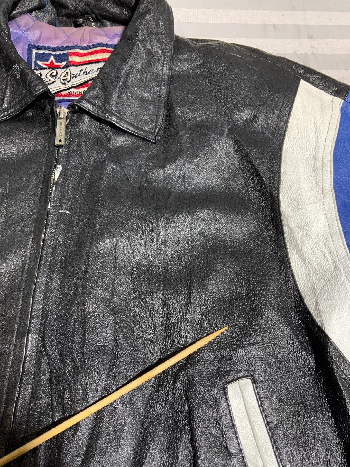 Vintage Michael Hoban Usa Leather Bomber Jacket Large Black Full Zip