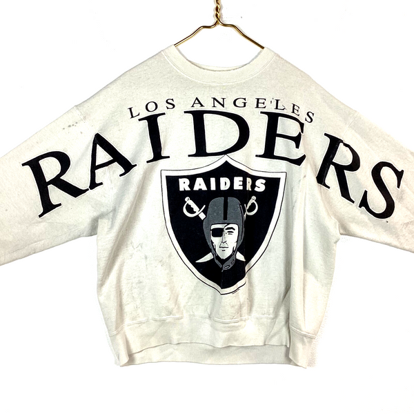Vintage Los Angeles Raiders Sweatshirt Size XL White Nfl Big Spellout 90s AOP