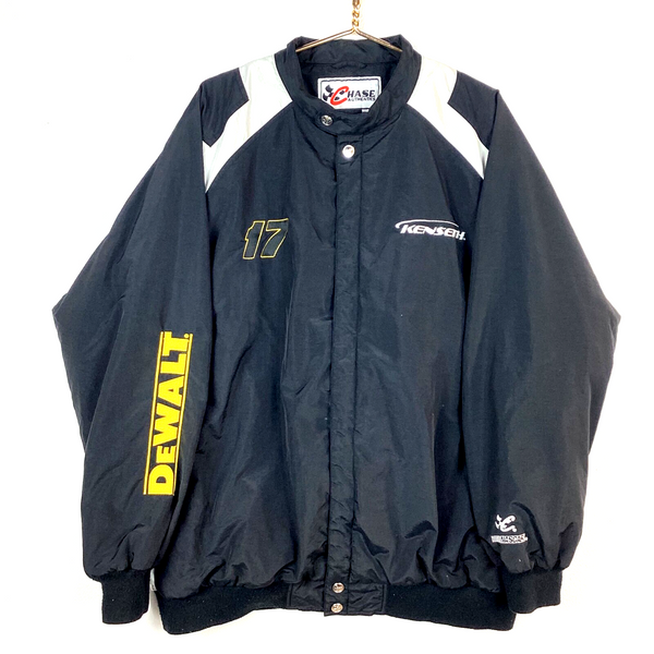 Vintage Nascar Windbreaker Jacket Size 2XL Black Dewalt Chase Matt Kenseth