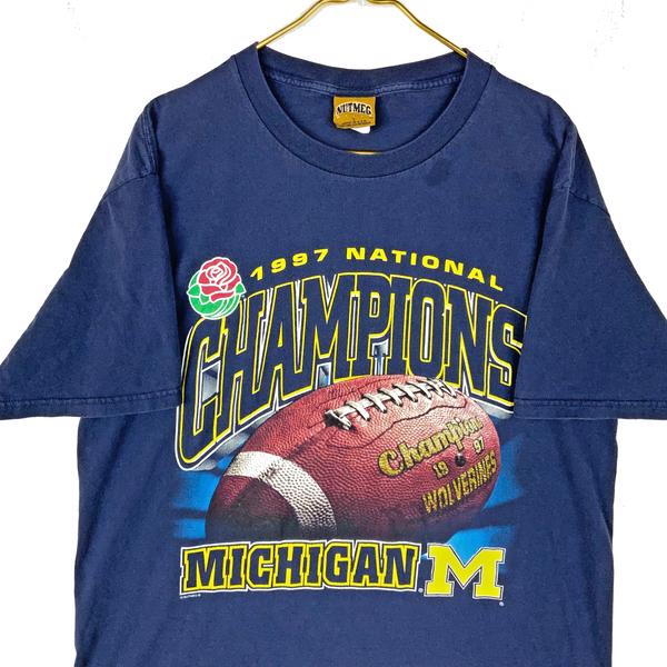 Vintage Michigan Wolverines Nutmeg T-Shirt Large Ncaa Football 1997 Champs 90s