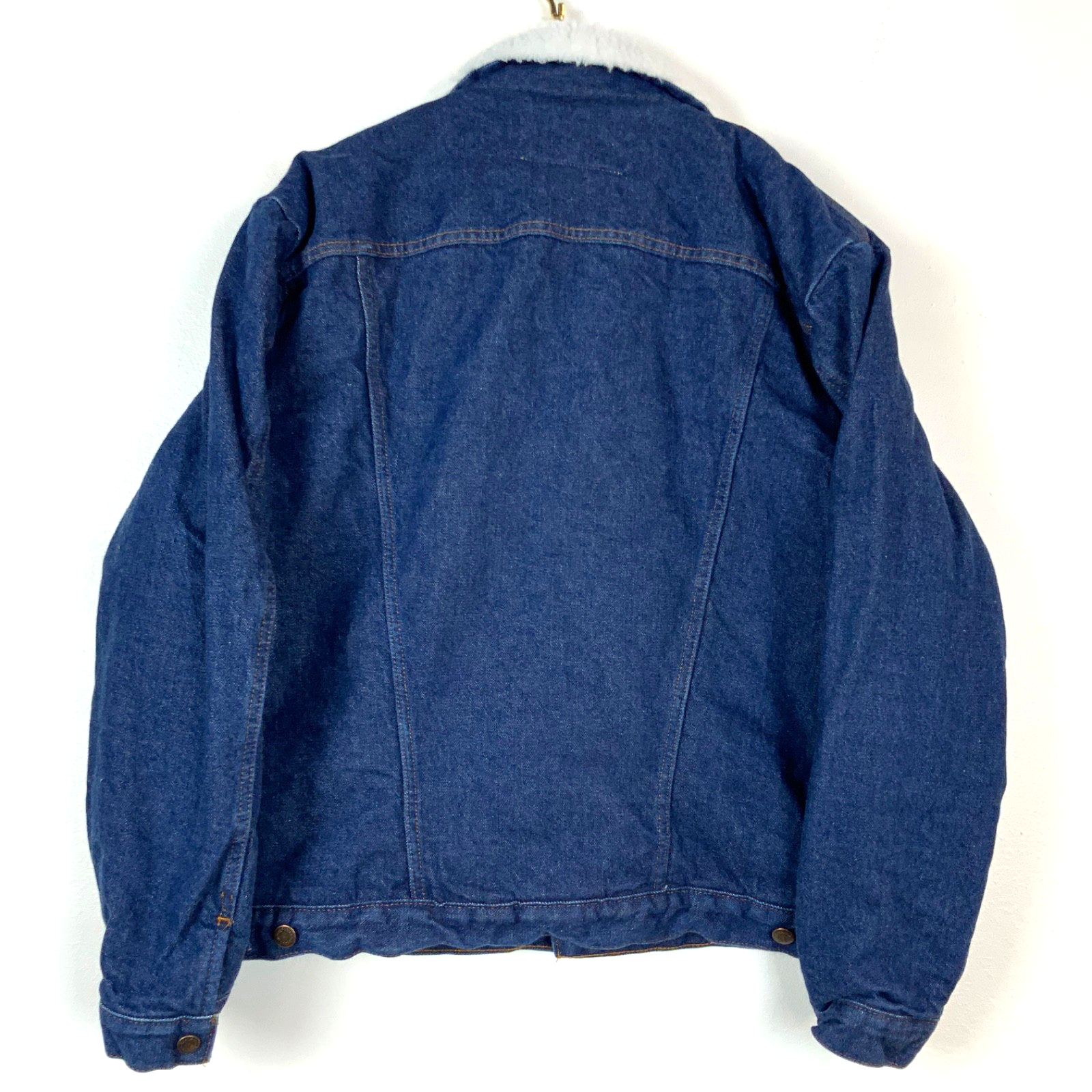 Vintage Wrangler Western 1980s Denim Jean Jacket Large Button Up Sherpa Lined