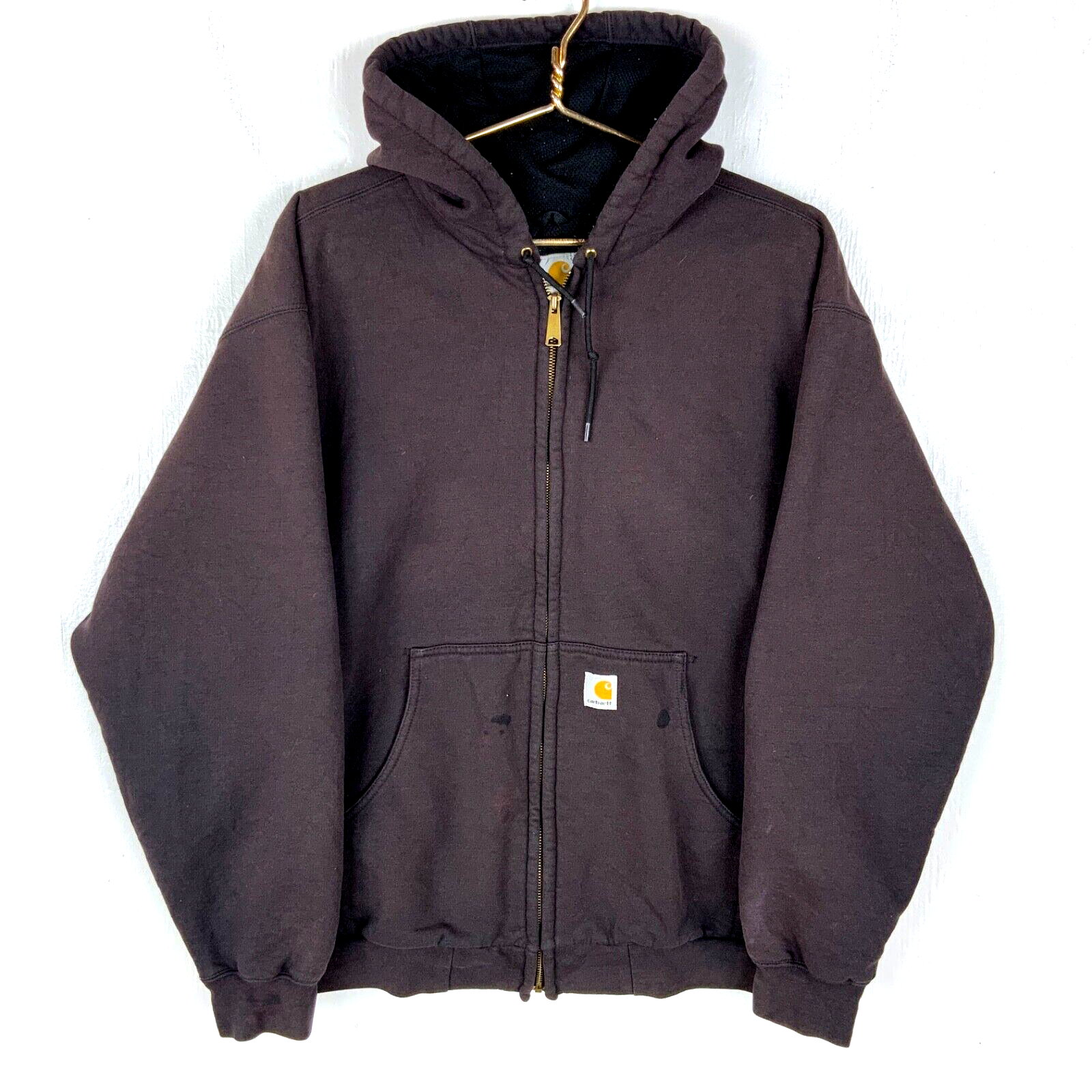 Vintage Carhartt Active Lined Sweatshirt Hoodie Jacket XL Black Zip Workwear