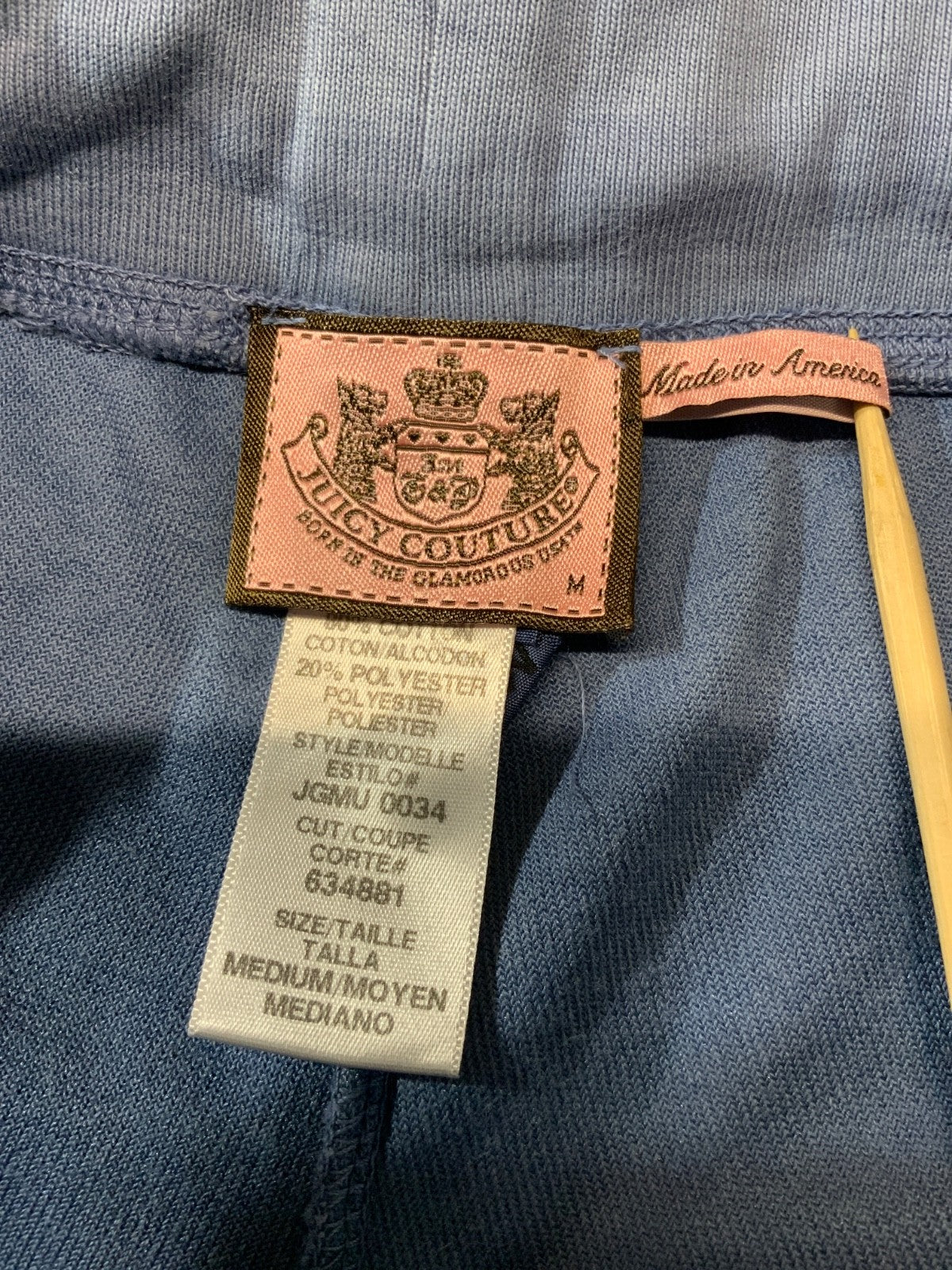 Vintage Juicy Couture Terry Cloth Women's Capri Sweat Pants Medium Blue Y2k