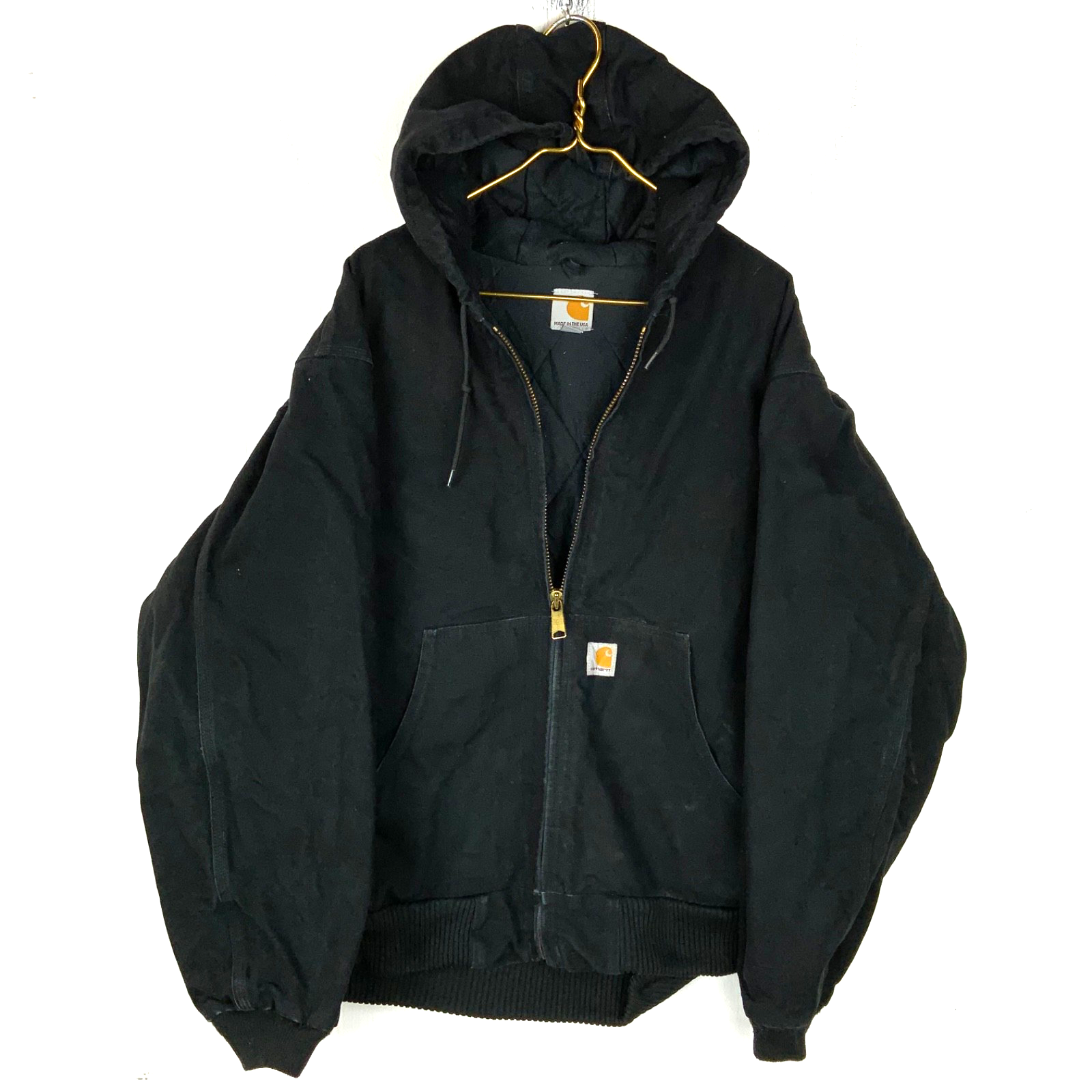 Carhartt Jacket XL Black Made Usa Hooded Full Zip Work Wear J140 Blk