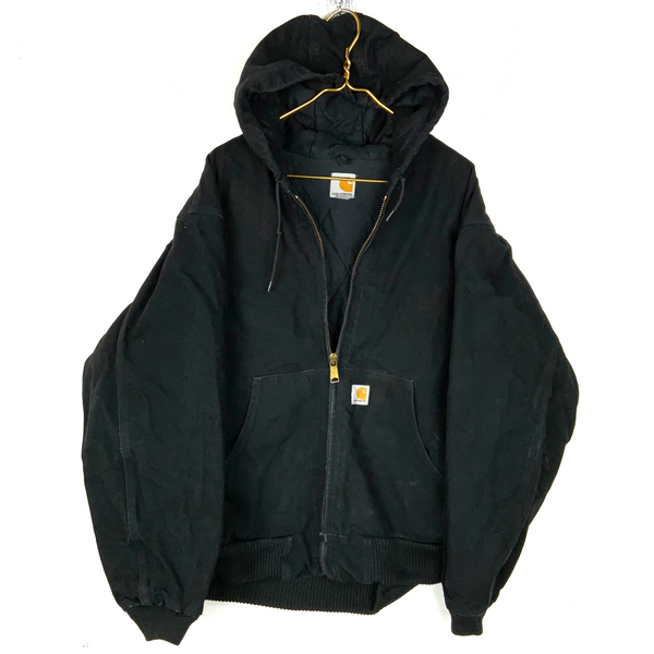 Carhartt Jacket XL Black Made Usa Hooded Full Zip Work Wear J140 Blk