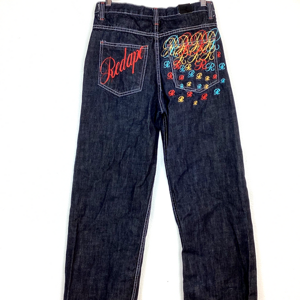 Vintage Y2K Red Ape Denim Jean Size 30x28 Blue Baggy Embroidered