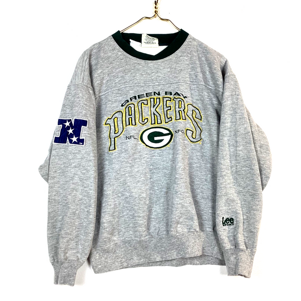 Vintage Green Bay Packers Sweatshirt Size Medium Gray Lee Sport Embroidered Nfl