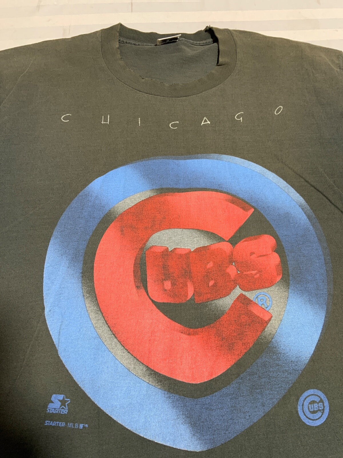 Vintage Chicago Cubs Starter T-shirt XL Black Made Usa Single Stitch Mlb 1990s